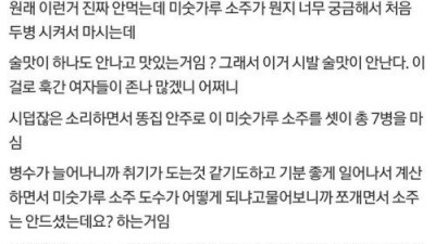 미숫가루 소주 마시고 취한 이유